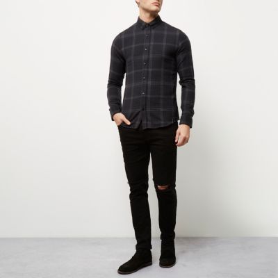 Grey Only & Sons check long sleeve shirt